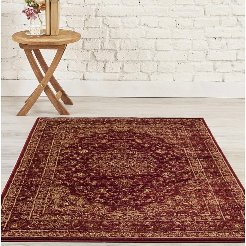 Tapis bourgogne à motif oriental Gidran, Rectangle 5 pi 2 po x 7 pi 2 po
