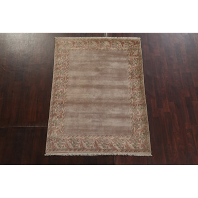 One-of-a-Kind 4'8" x 6'6" New Age Rectangle Wool Area Rug in Beige and Brown