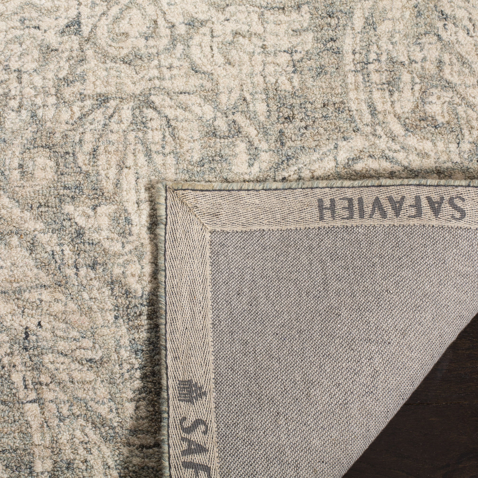 Rosemarie Abstract Handmade Tufted Wool Gray/Ivory Area Rug, Rectangle 5' x 8'