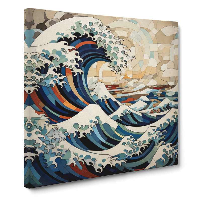 Japanese Wave Cubism - Wrapped Canvas