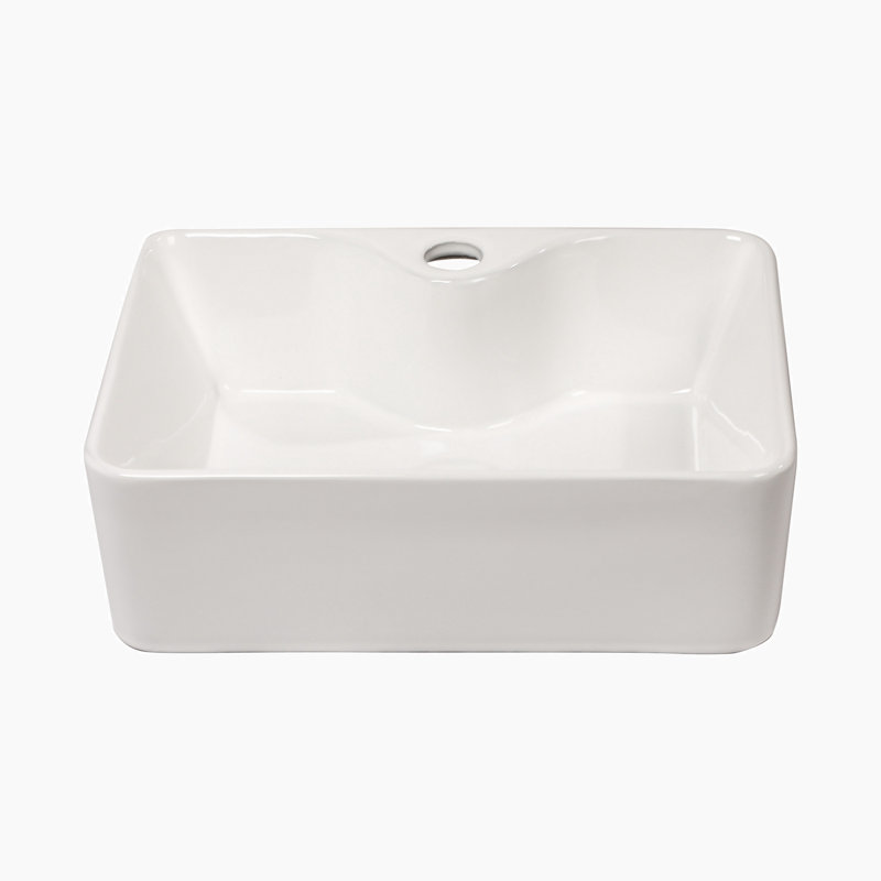 Hewei 12'' White Ceramic Rectangular Vessel Bathroom Sink