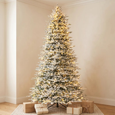 Arbre de Noël artificiel enneigé 12 pi avec 850 lumières DEL blanc chaud et 8165 pointes mixtes