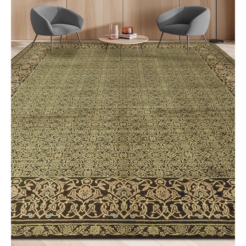 Tapis rectangulaire en laine noué à la main