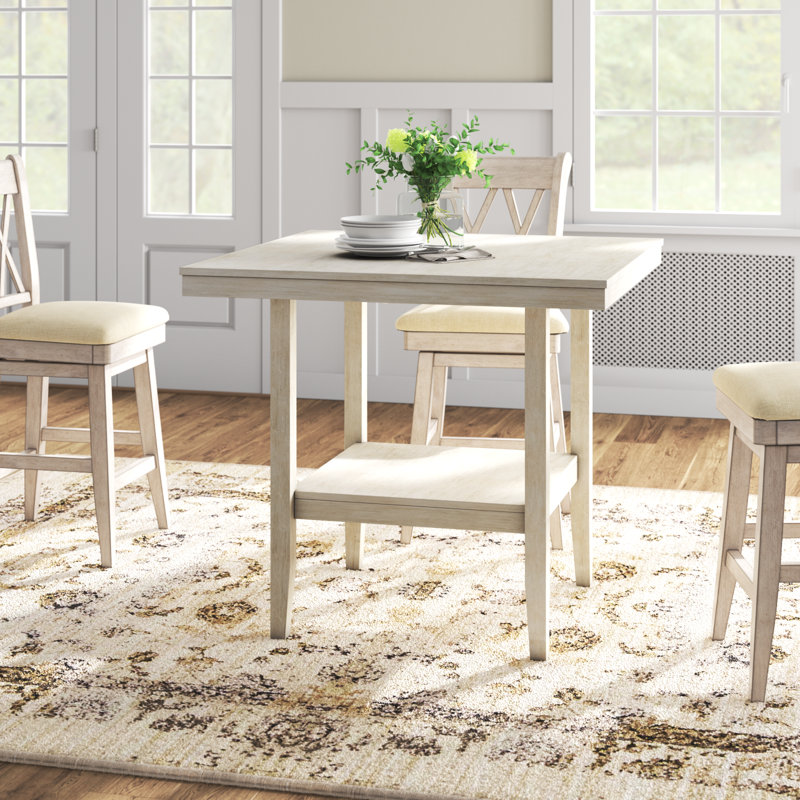 Alyjah Solid Wood Base Dining Table, Antique Gray