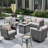 Lovall Rattan Wicker 7 - Person Seating Group with Fire Pit and Cushions-551472440