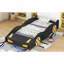 Lit plateforme simple en forme de voiture de course avec roues et rangement, noir-2124232746