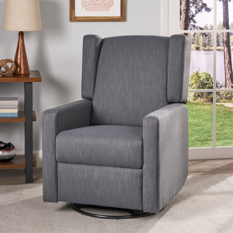 Landau Contemporary Fabric Upholstered Swivel Recliner