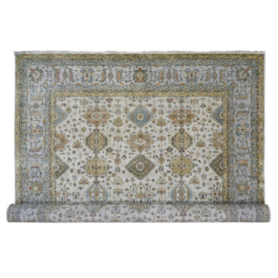 11'10"x17'10" Ivory Pure Wool Hand Knotted Karjihooz Design Oversized Rug 78D3B69B928744CCA7C7841BCECDE59C