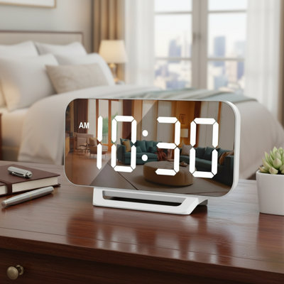 Réveil-matin à décor numérique mince, gradation à 6 niveaux à DEL blanche, batterie de secours multi-scène