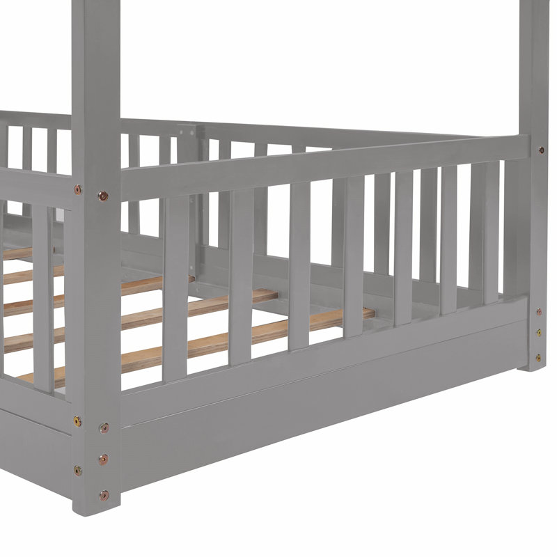 Hemme Kids Twin Over Twin Bunk Bed, Gray