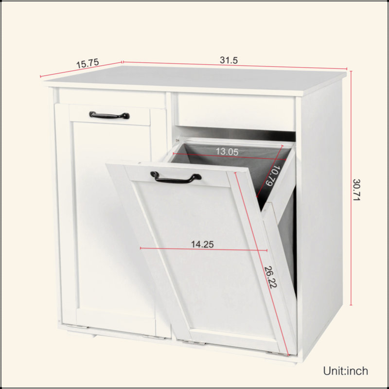 Laundry Cabinet ,With 2 Removable Liner Bags