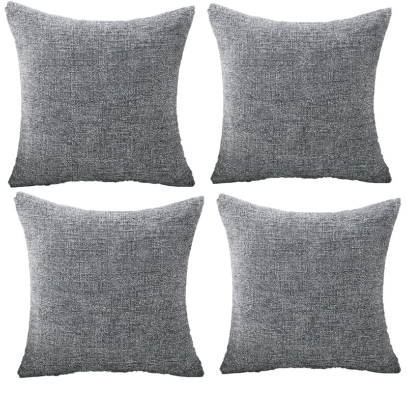 Housse de coussin en chenille 18 po, Gris, H 18 po x l 18 po x P 5 po, Coton