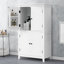 Armoire de rangement élégante pour salle de bain, unité de rangement pour salle de bain, armoire autoportante avec 4 portes, tablettes réglables, tablettes adaptables, blanc-214758415
