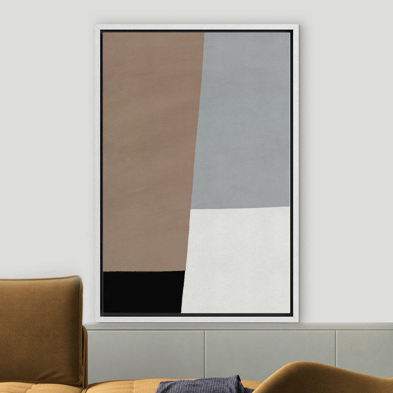 Brun, gris et noir blocs de couleur motifs géométriques minimalisme Mid-Century moderne Edgy foncé, Blanc, H 24 po x l 16 po