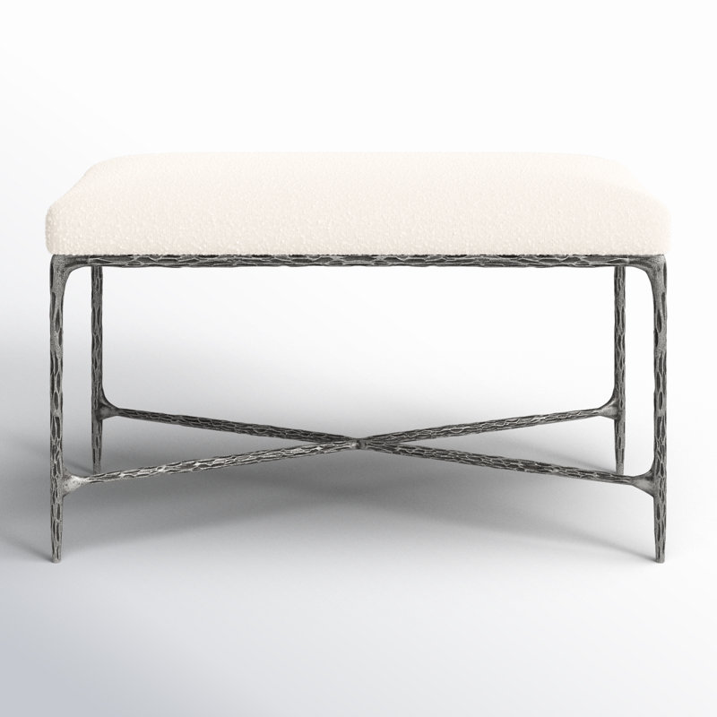 Banc rembourré 36 po Evelynn, Ivoire ivoire
