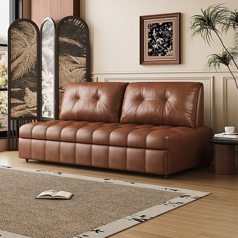 Canapé en cuir 66,14 po, H 36,61 po x l 66,14 po x P 42,52 po
