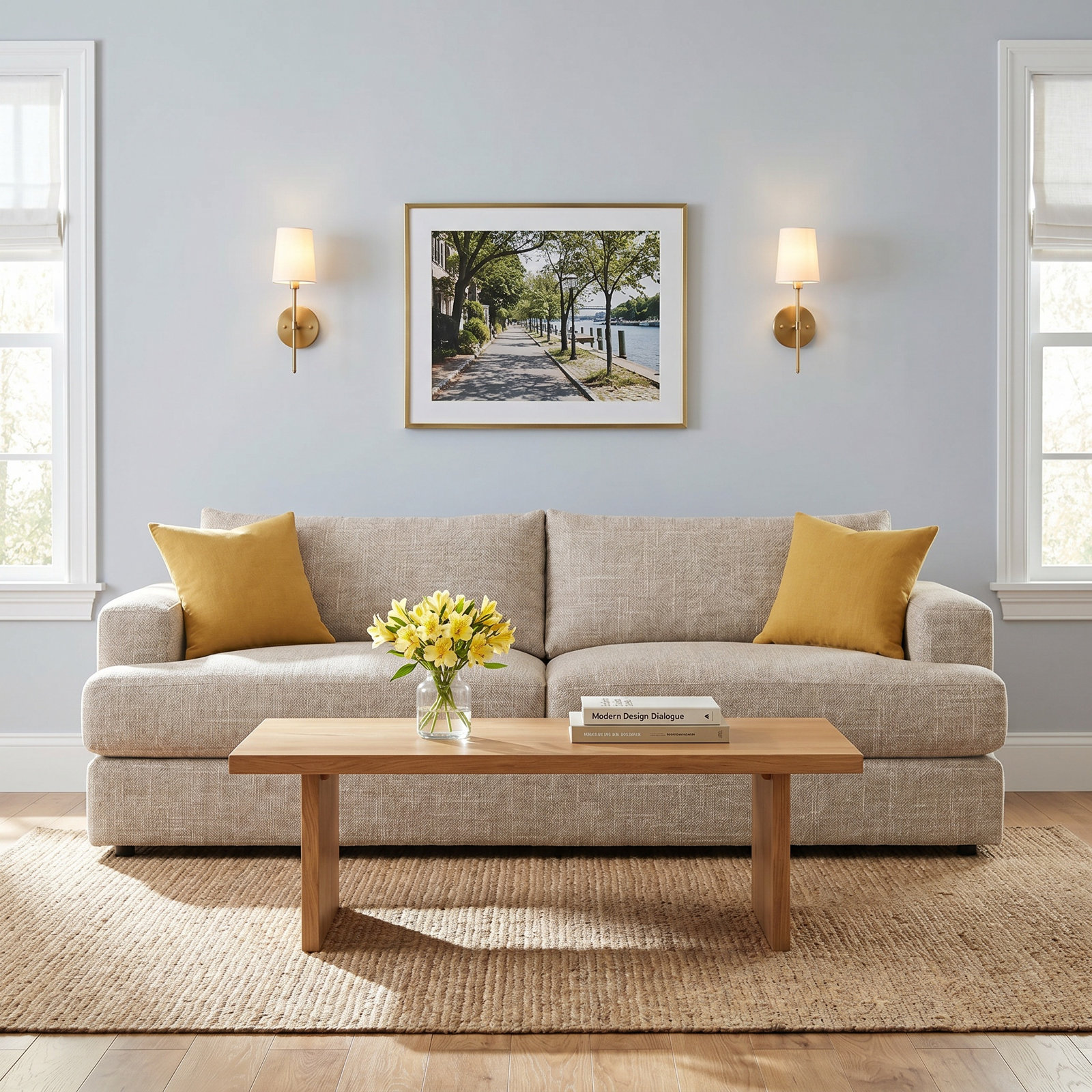 Cayden 96'' Upholstered Sofa, Zuma Pumice Textured Linen