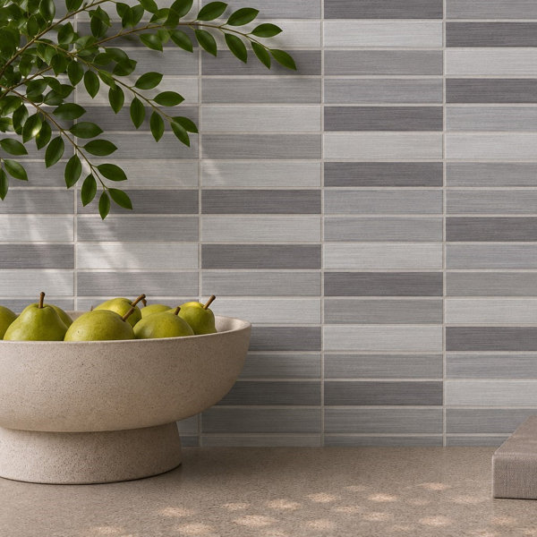Refinery Semi-Polished 1'' W x 3'' L Porcelain Tile Mosaic Sheet