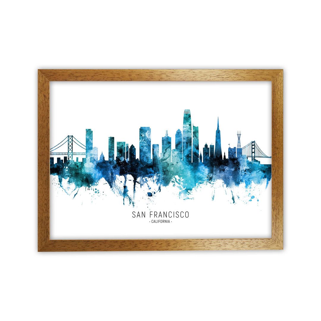 San Francisco California Skyline Blue City Name by Michael Tompsett - Graphic Art