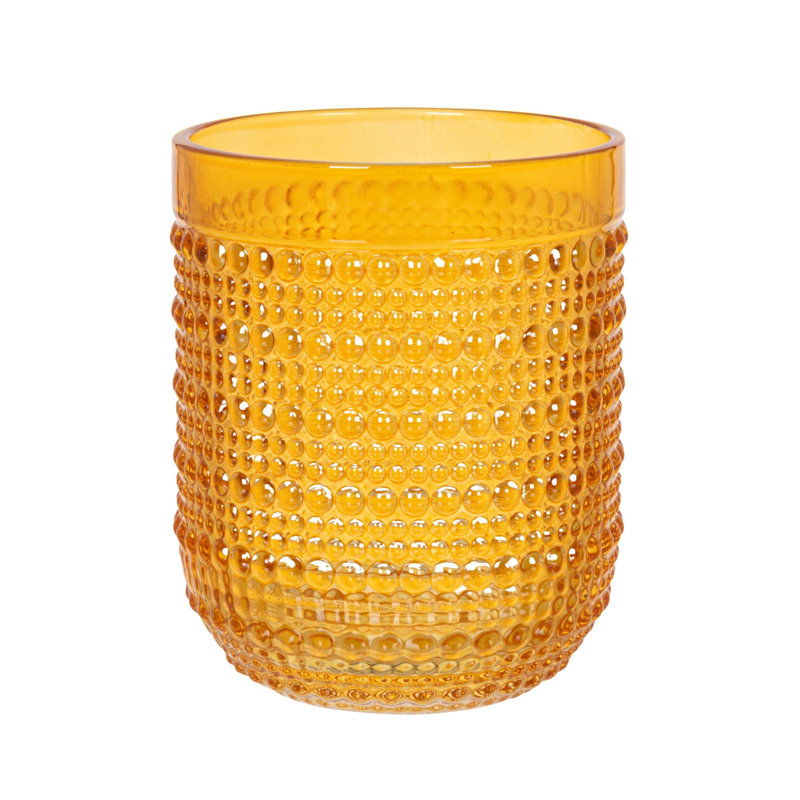 Verres ronds en verre à pois surélevés, Jaune
