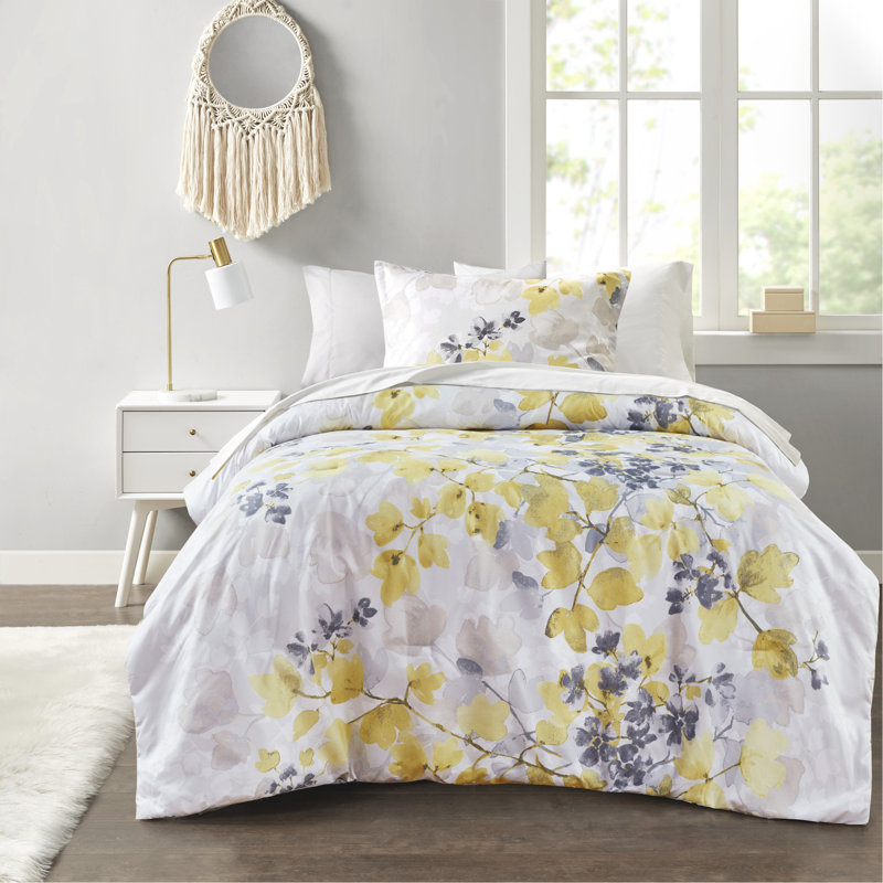 Ensemble d'édredon avec draps jaune très grand, Très grand édredon et 8 pièces supplémentaires
