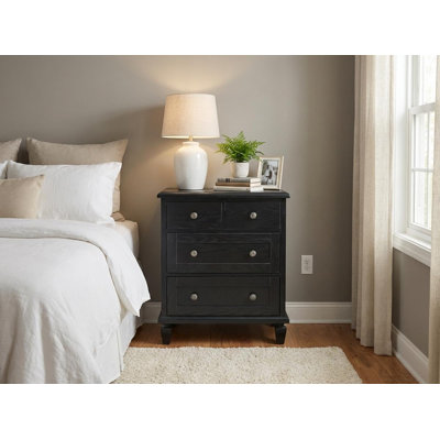 Vintage 4-Drawer Wood Dresser with Tapered Legs for Bedroom or Living Room