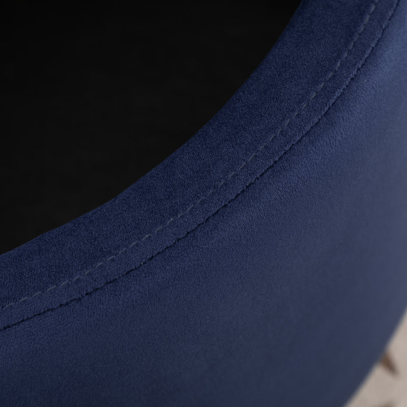 Repose-pieds rond avec rangement en velours Briana, Velours bleu performance