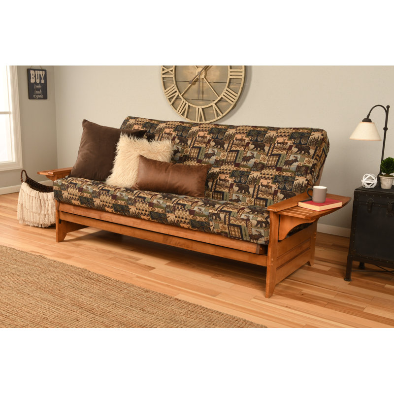 Futon double avec matelas Johnte, Microsuède Peter's Cabin, Ressorts hélicoïdaux, Barbade