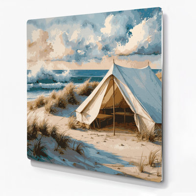 Art mural en métal beige Coastal Beach Camp