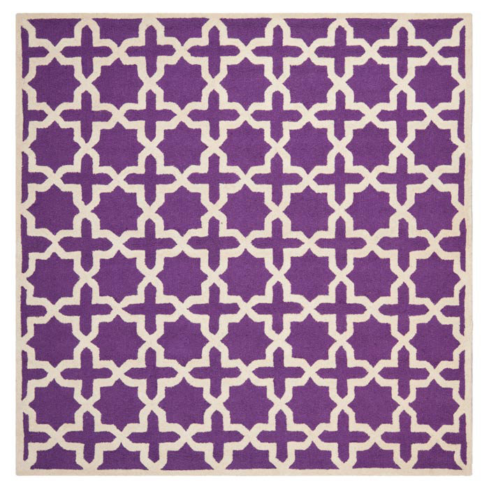 Igna Wool Purple Area Rug, Square 8'