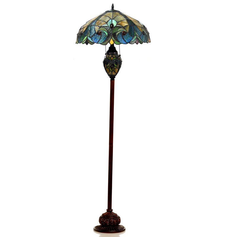 Laurie 65'' Bronze Traditional Floor Lamp, Multicolor/Blue