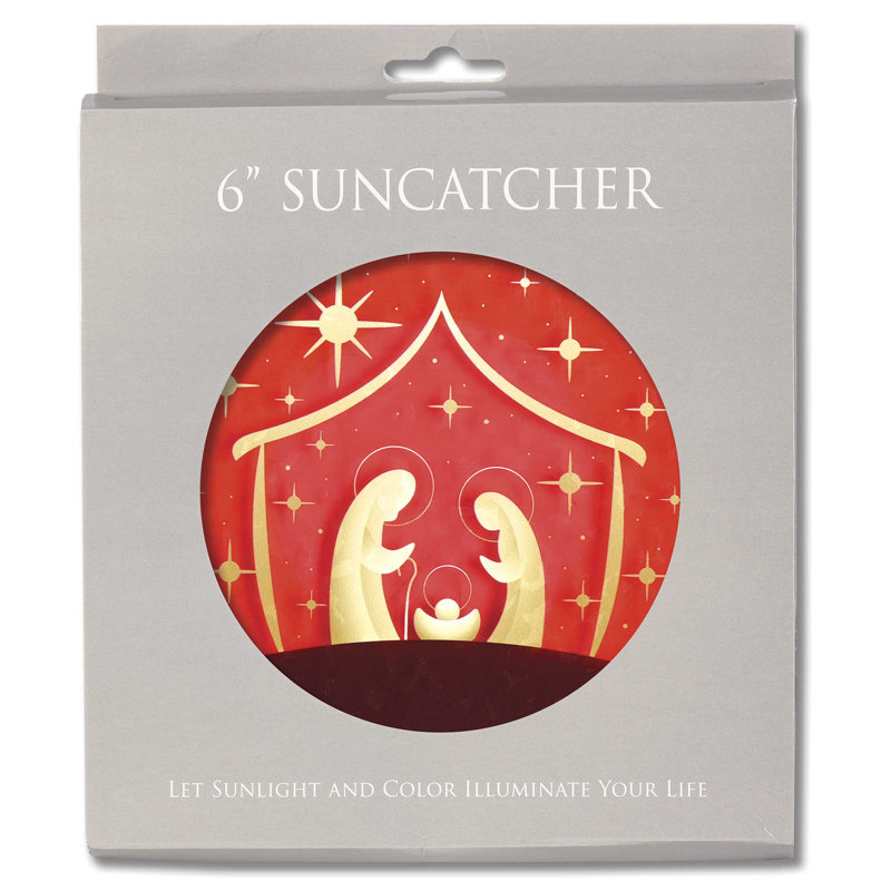 Crèche de soleil en or rouge de la Sainte Famille