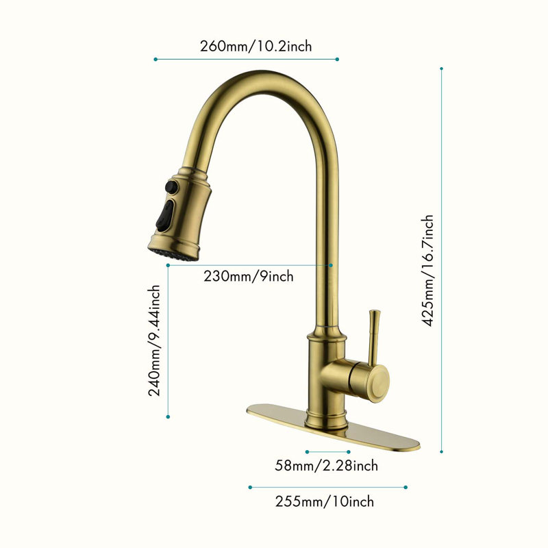HOOSENG Pull Down Touch Kitchen Faucet, Brushed Gold