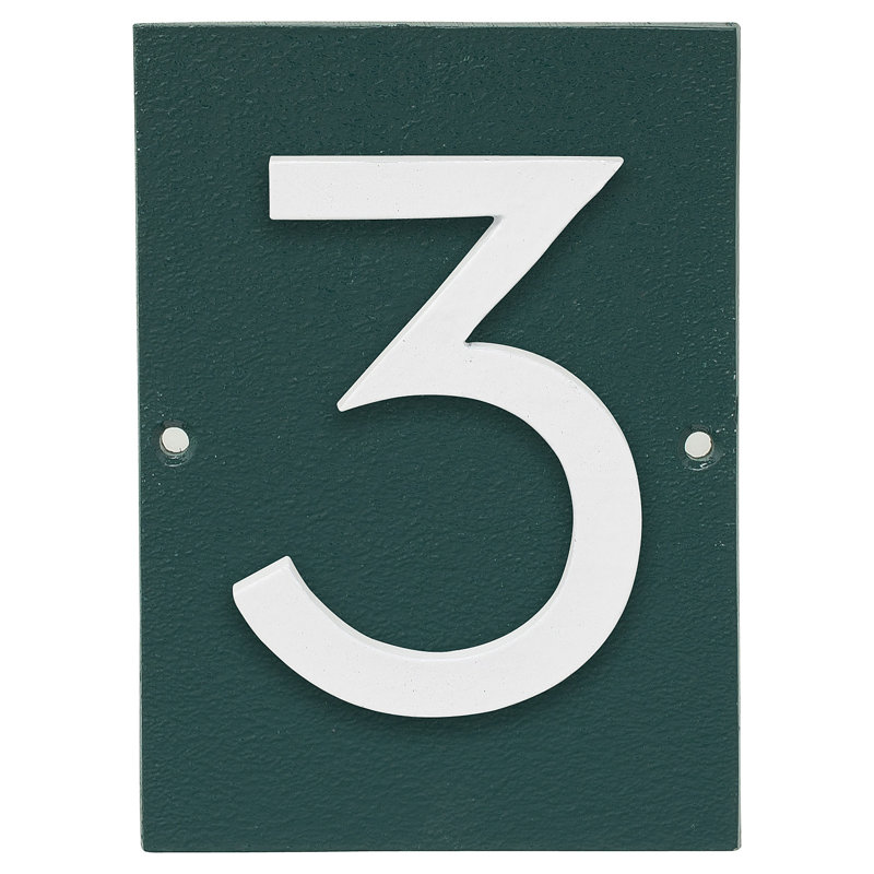 Plaque d’adresse murale sur 1 ligne flottante, Blanc, Vert forêt, Oui