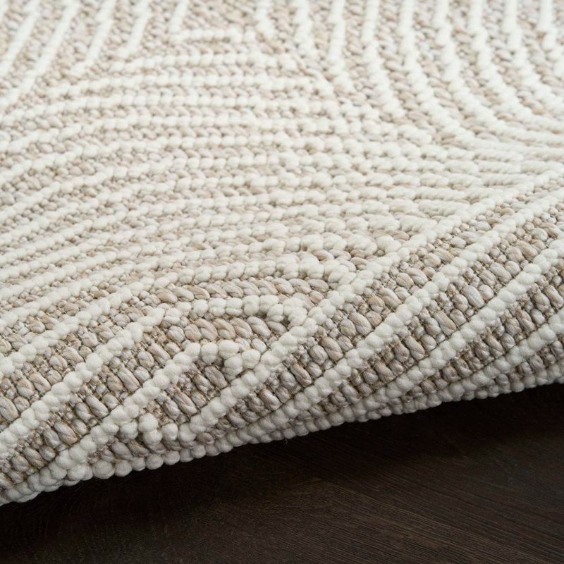 Coedy Beige Ivory Modern Indoor Rug, Rectangle 5'3" x 7'