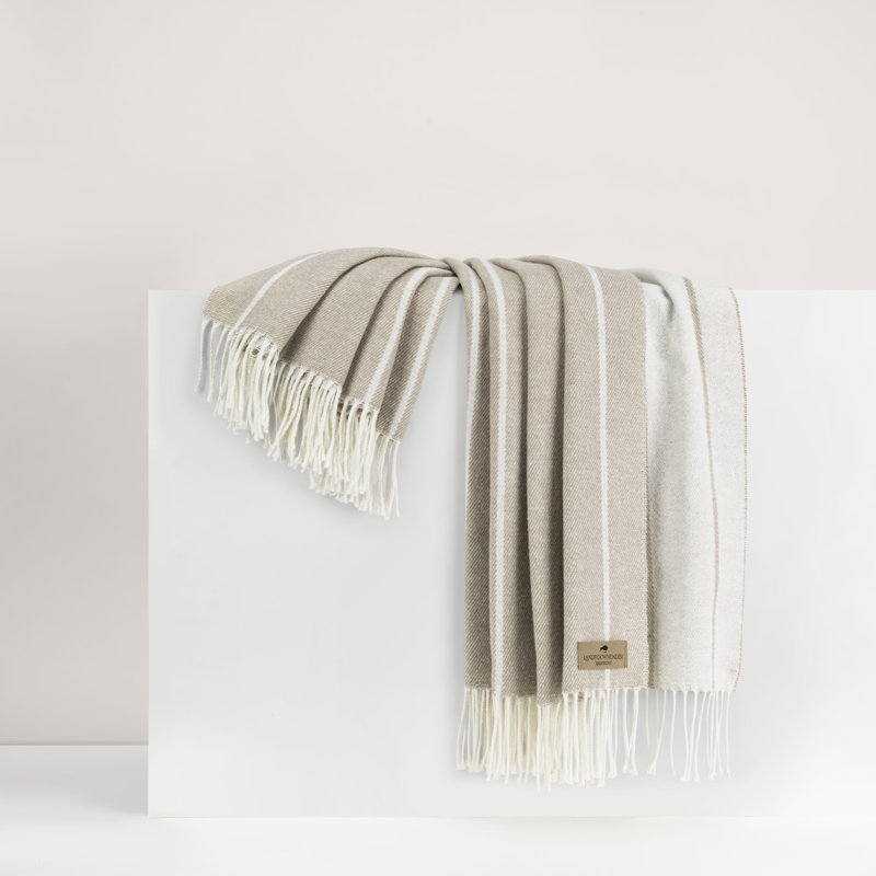 Crystal Blue Fiji Stripe Throw, Light Brown Striped