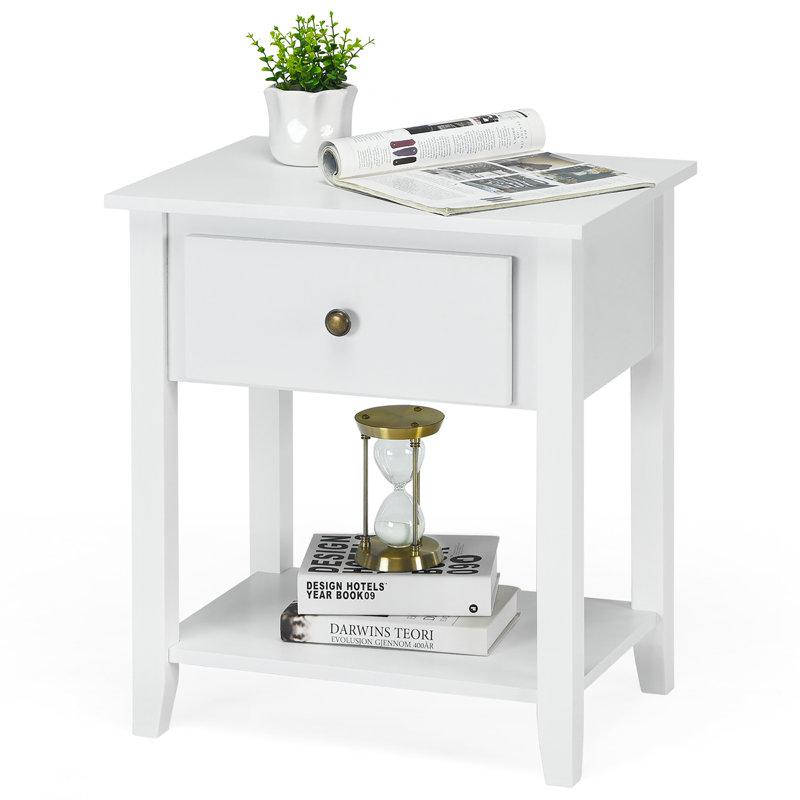 Anke End Table with Storage, White
