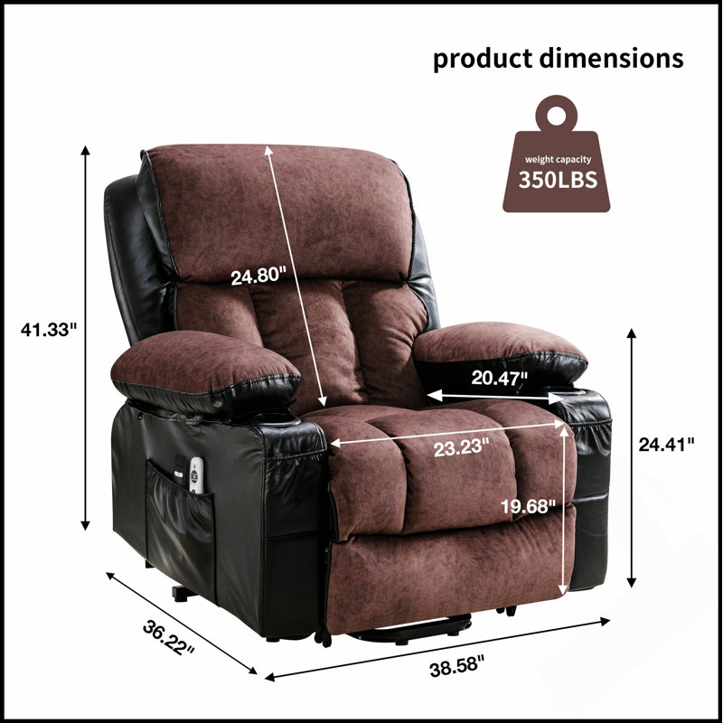 Fauteuil de massage électrique Power Lift pour personnes âgées, avec chauffage, vibration et port USB