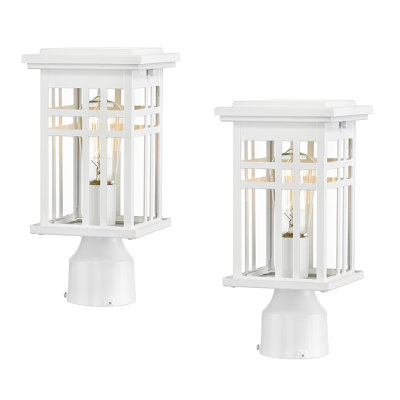Tête de lanterne d'extérieur moderne (ensemble de 2) en verre transparent finition blanche