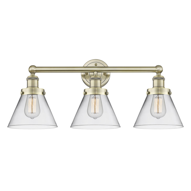 Éclairage pour meuble-lavabo à intensité variable 3 lumières Aritzy, Transparent, Laiton antique