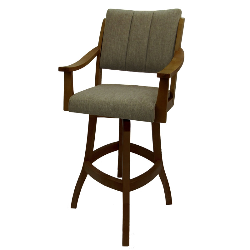 Haroldene Solid Wood Extra Tall Stool - Basin Beige - Natural, Dark Brown, Bar Stool (30'' Seat Height)