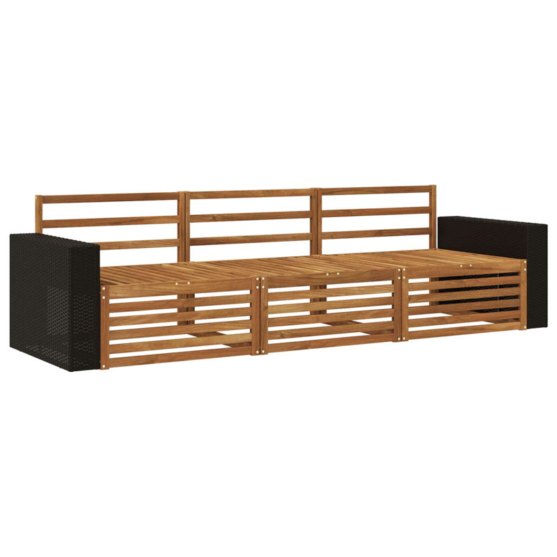 261.5cm Wide Patio Sectional Set, Black