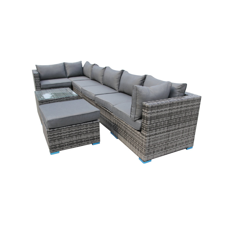 Askim 7 Seater Rattan Sofa Set, Grey