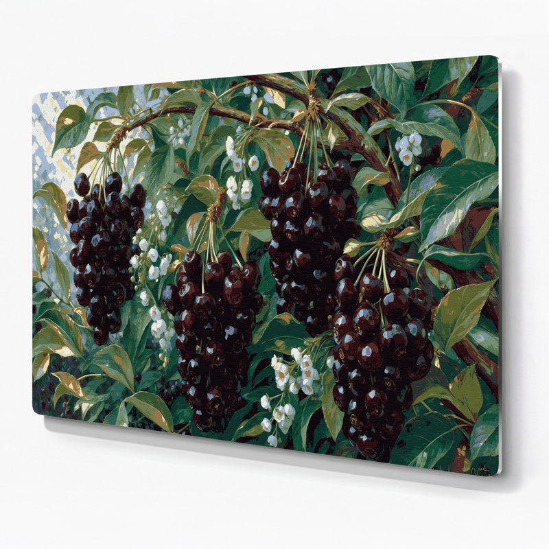 Art mural en métal noir Fruit Chokecherry, H 11 po x l 14 po