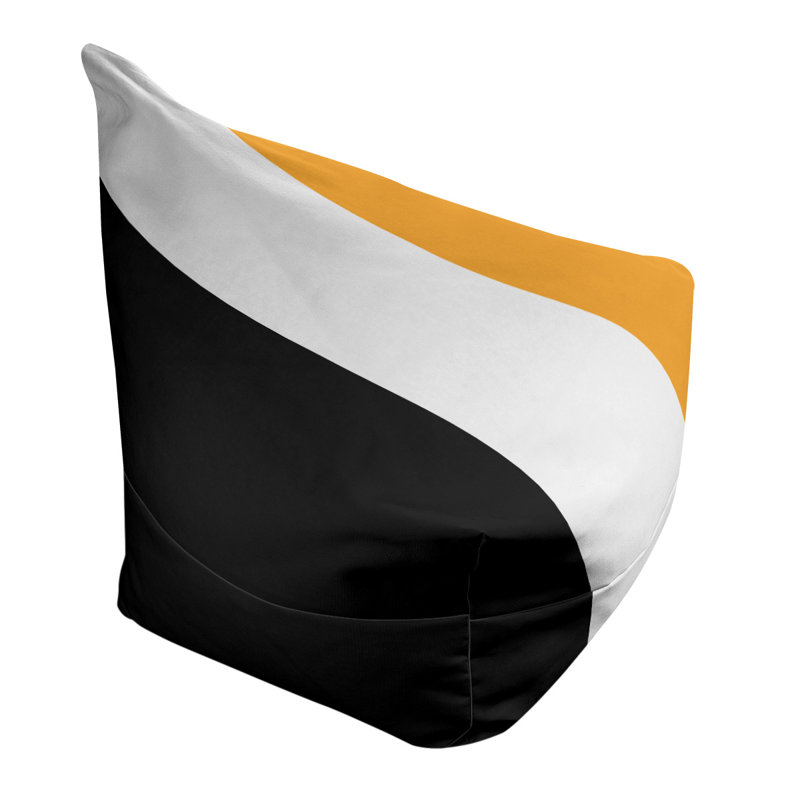 Bean Bag Chair & Lounger, Black/White/Yellow, 31" x 38" x 42"