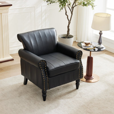 Vintage Faux Leather Armchair with Nailhead Trim by Charlton Home