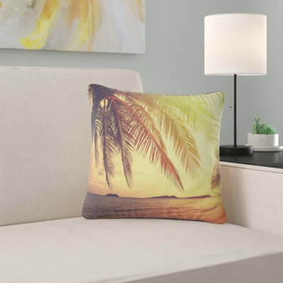 Coussin Tropical Beach avec Green Palm - Sea & Shore