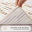 Ensemble de tapis de bain 2 pièces, tapis de bain moderne 51 x 119 cm + 51 x 81 cm, beige, chenille bouclée, envers antidérapant en caoutchouc TPR, rayures abstraites, doux, épais, absorbant et lavable, tapis de couloir pour salle de bain
