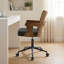 Fauteuil de bureau respirant à dossier en canne avec structure en noyer de style Mid-Century et base pivotante réglable-1065842795