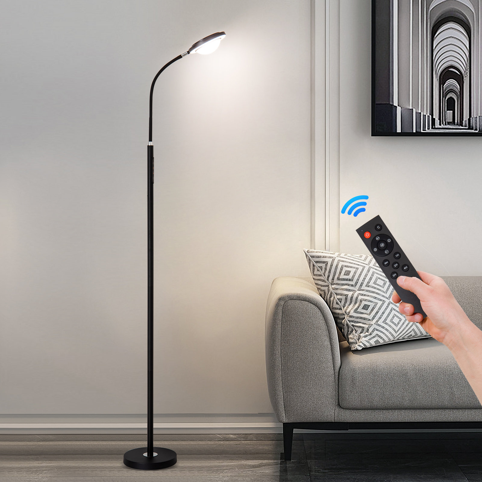 Ebern Designs Kyeria Arc/Arched Floor Lamp with Remote Control and Smart  Bulb Included & Reviews